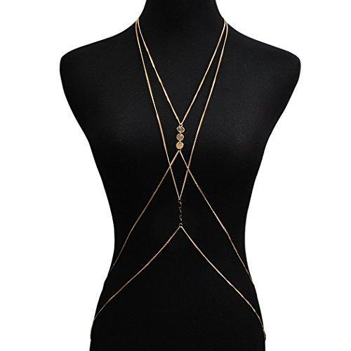 Fashion Gold Tone Bohemian Layered Sexy Bralette Body Chain Statement Beach Jewelry-jewelry-Innovato Design-Crossover type-Innovato Design