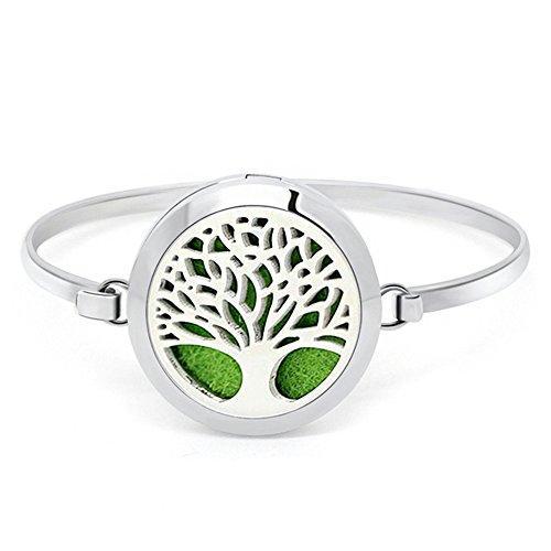 Essential Oil Diffuser Bracelet Women Men Openable 30mm Round Locket Bangle Stainless Steel-Bracelets-Innovato Design-Tree-Innovato Design