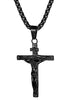 Jewelry Stainless Steel Antique Cross Crucifix Pendant Necklace For Men 24 Inch-Necklaces-Innovato Design-Black with Rolo Chain-Innovato Design