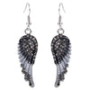 Angel Wing Hook Earrings Austrian Crystal Silver-Tone-Earrings-Innovato Design-Black-Innovato Design
