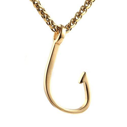 Fish Hook Stainless steel Pendant Necklace, with 24" Link Chain