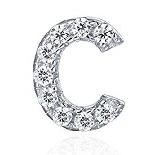925 Sterling Silver CZ Simulated Diamond Stud Earrings Fashion Alphabet Letter Initial Earrings-Earrings-Innovato Design-C-Innovato Design