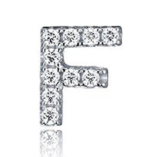 925 Sterling Silver CZ Simulated Diamond Stud Earrings Fashion Alphabet Letter Initial Earrings-Earrings-Innovato Design-F-Innovato Design