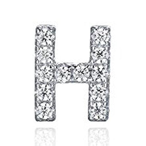925 Sterling Silver CZ Simulated Diamond Stud Earrings Fashion Alphabet Letter Initial Earrings-Earrings-Innovato Design-H-Innovato Design