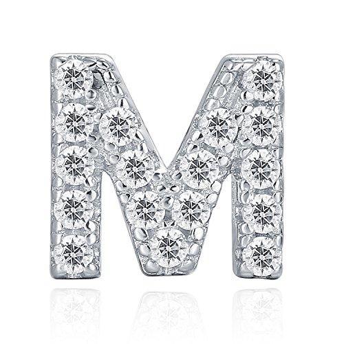 925 Sterling Silver CZ Simulated Diamond Stud Earrings Fashion Alphabet Letter Initial Earrings-Earrings-Innovato Design-M-Innovato Design