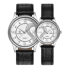 Romantic His Hers Watches Pair Hearts Wristwatch for Man Woman Leather Set-Watches-Innovato Design-White-Innovato Design