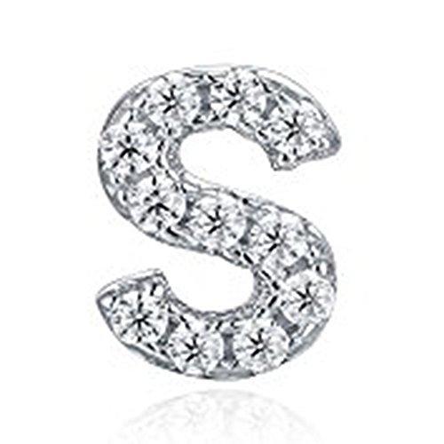 925 Sterling Silver CZ Simulated Diamond Stud Earrings Fashion Alphabet Letter Initial Earrings-Earrings-Innovato Design-S-Innovato Design