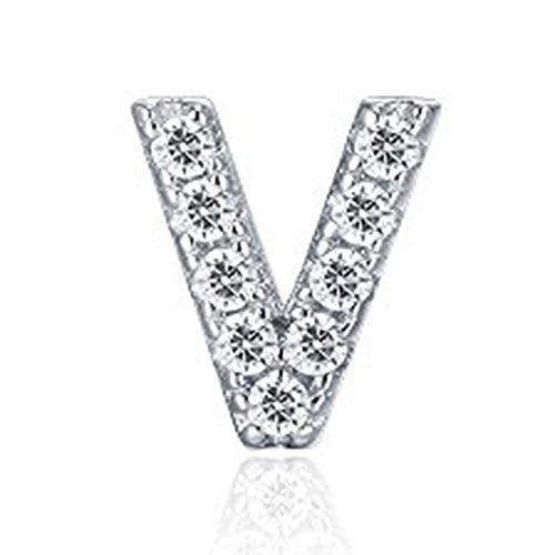 925 Sterling Silver CZ Simulated Diamond Stud Earrings Fashion Alphabet Letter Initial Earrings-Earrings-Innovato Design-V-Innovato Design
