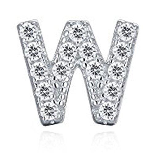 925 Sterling Silver CZ Simulated Diamond Stud Earrings Fashion Alphabet Letter Initial Earrings-Earrings-Innovato Design-W-Innovato Design