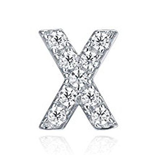 925 Sterling Silver CZ Simulated Diamond Stud Earrings Fashion Alphabet Letter Initial Earrings-Earrings-Innovato Design-X-Innovato Design