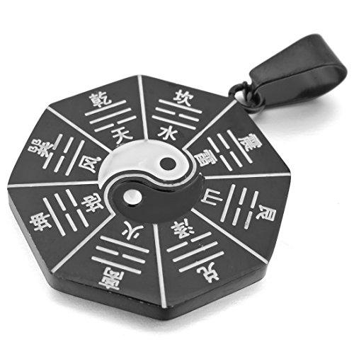 Men's Stainless Steel Pendant Necklace Yin Yang -With 23 Inch Chainn-Necklaces-INBLUE-black-Innovato Design